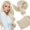 Full Shine Tape in Weft Hair Extensions Human Hair, Color 60 Ash Blonde, 16 Inch, 4PCS, 90g, Straight Genius Weft Hair Extensions Human Hair Daily Styling Seamless Blending Add Volume view 1