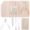 Cuticle Remover Tool, 4 Pcs Nail Cuticle Trimmer - Cuticle Nipper & Pusher & Cutter & File, Professional Cuticle Remover Kit with Leather Case for Women, Pedicure Tools,Nail Care Tool(Pink) view 1