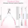 Cuticle Remover Tool, 4 Pcs Nail Cuticle Trimmer - Cuticle Nipper & Pusher & Cutter & File, Professional Cuticle Remover Kit with Leather Case for Women, Pedicure Tools,Nail Care Tool(Pink) view 2