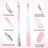 Cuticle Remover Tool, 4 Pcs Nail Cuticle Trimmer - Cuticle Nipper & Pusher & Cutter & File, Professional Cuticle Remover Kit with Leather Case for Women, Pedicure Tools,Nail Care Tool(Pink) view 4