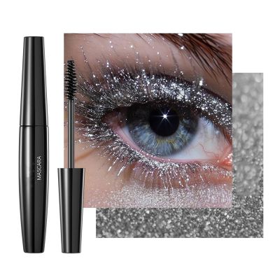 AKARY Black Glitter Mascara for Eyelashes, 5D Diamond Sparkle Mascara, Waterproof LongLasting, Curling, Lengthening Curling rimel de pestaas Volume, for Women Eye Makeup Cosplay & Parties, 5# Black