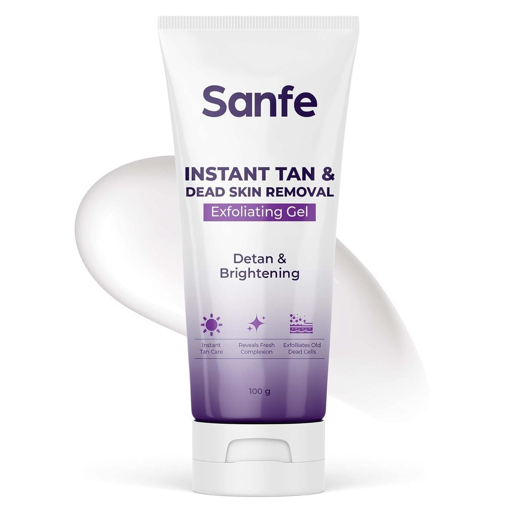San'-fe Instant Tan & Dead Skin Removal Exfoliating Gel | Visibly Removes Tan | AHA Exfoliation in Minutes | Smooth & Bright Skin | 100g