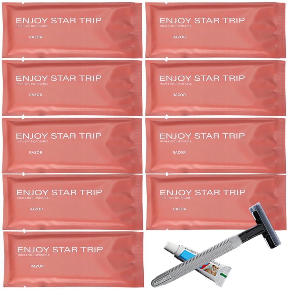 10Pack Sensitive Skin Disposable SPA Razors Kit Individually Wrapped; Manual Body Shaving Set with 10g Shave Cream; Travel Shaving Razor for Hotel,Home, Daily Use