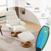 010-Ergonomic Recliner Chair with Ottoman, Modern 360 Swivel Lounge Chair with Footstool, Chenille Fabric, 5 Point Vibration Massage, Seat Heating & 140 Adjustable Backrest for Home or Office, White view 3