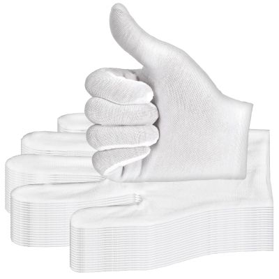 144pcs White Cotton Gloves for Dry Hands Sleeping, Breathable, Moisturizing Gloves White Cotton Glove Women for Dry Hand Moisturizing Cosmetic Eczema Hand Spa and Jewelry Inspection Serving-L