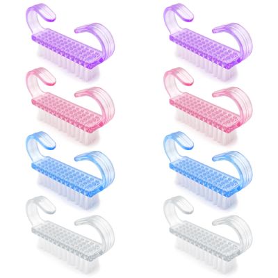 8PCS Nail Brush Cleaner Set Handle Grip Fingernail Scrubber Brushes with Nylon Bristles for Toes, Nails, Pedicure & Multi-Purpose Cleaning