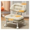 360 Rotating Pedicure Chair Stool with Backrest - Mobile Household Low Stool & Pulley Small Bench for Nail Salon & Home Use view 3