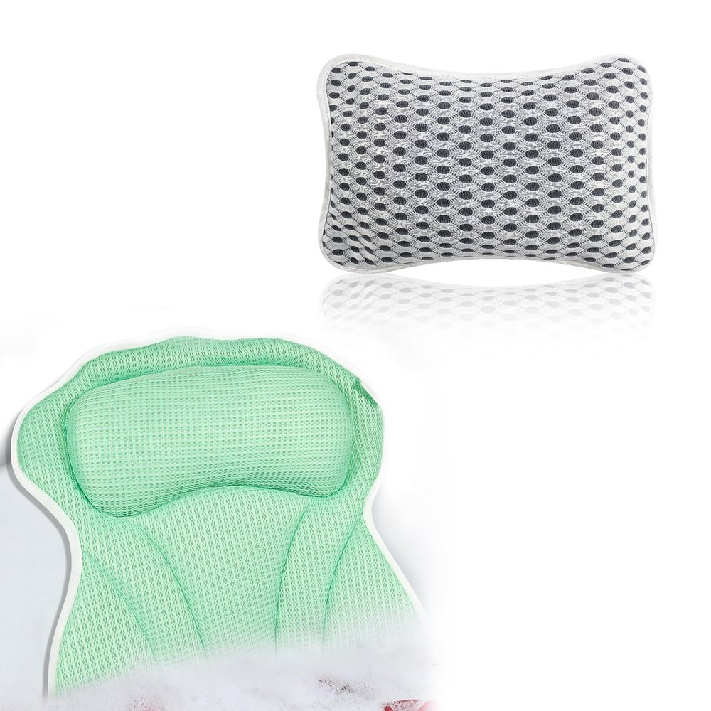 Bath Pillow, Bath Pillows for Tub Neck and Back Support, Bathtub Pillows for Head and Neck with 6 Strong Non-Slip Suction Cups