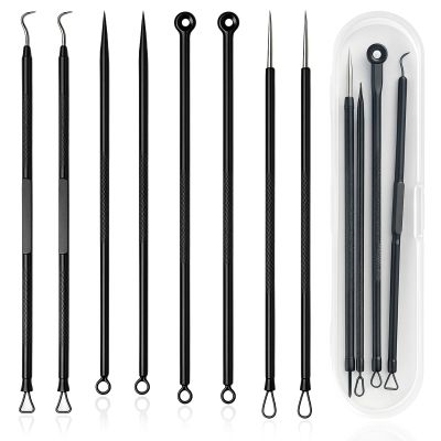 Blackhead Remover Tool Kit  4-Piece Stainless Steel Acne & Pimple Set | Whitehead & Zit Extractor with Non-Slip Handles 2 Sets