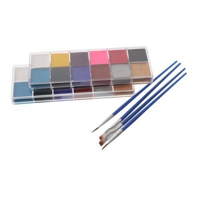 MUCKLILY 2 Boxes Water-activated Face Painting Kit Colors Watercolor Palette Portable Travel Use Body Paint for Adults Safe Non-toxic Beginner Theater Cosplay Makeup for Halloween Parties