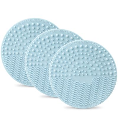Brvlsoc 3-Pack Silicone Makeup Brush Cleaning Mats  Portable Brush Cleaner Pads with Suction Cups for Deep, Easy & Mess-Free Brush Washing (Blue)