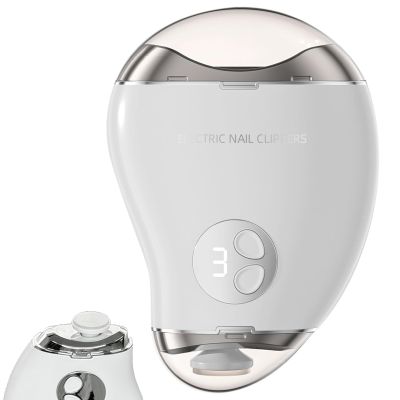 Electric Nail Clippers for Seniors with Electric Nail File, Led Light and 3 Speeds, Automatic Electric Nail Trimmer Adult and Kids Nail Clippers, Fingernail Grinder with Storage for Scraps (White)