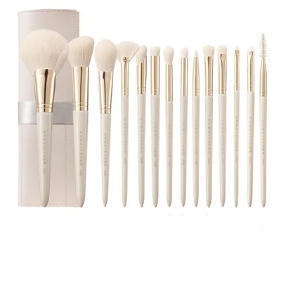 14pcs Long Pole Wooden Handle Makeup Brush Set Eye Portable Eyeshadow Brush Loose Powder Brush Set Brush