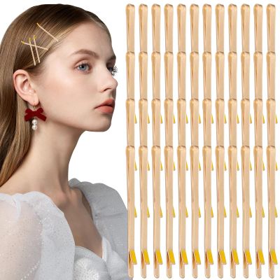 100PCS Gold Bobby Pins, 2 Inch Flat Gold Hair Pins, Metal Blonde Bobby, Non Slip Hair for Women, Girls