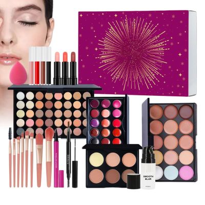 Beginner Makeup Kit  Full Beauty Set with Eyeshadow Palette, Lipstick, and Brushes for Women, Girls, and Teens, Ideal for Daily Use, Travel, Christmas, or Mothers Day 7.92 Inches.