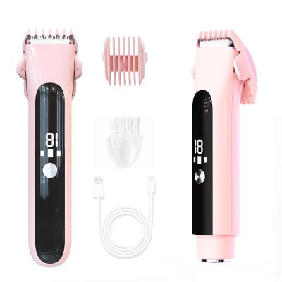 Professional 2-in-1 Bikini Trimmer for Women, Painless Dual Head Electric Shaver & Razor, IPX7 Waterproof Rechargeable Lady Shaver for Body, Face, Underarm, Private Area with LED Display