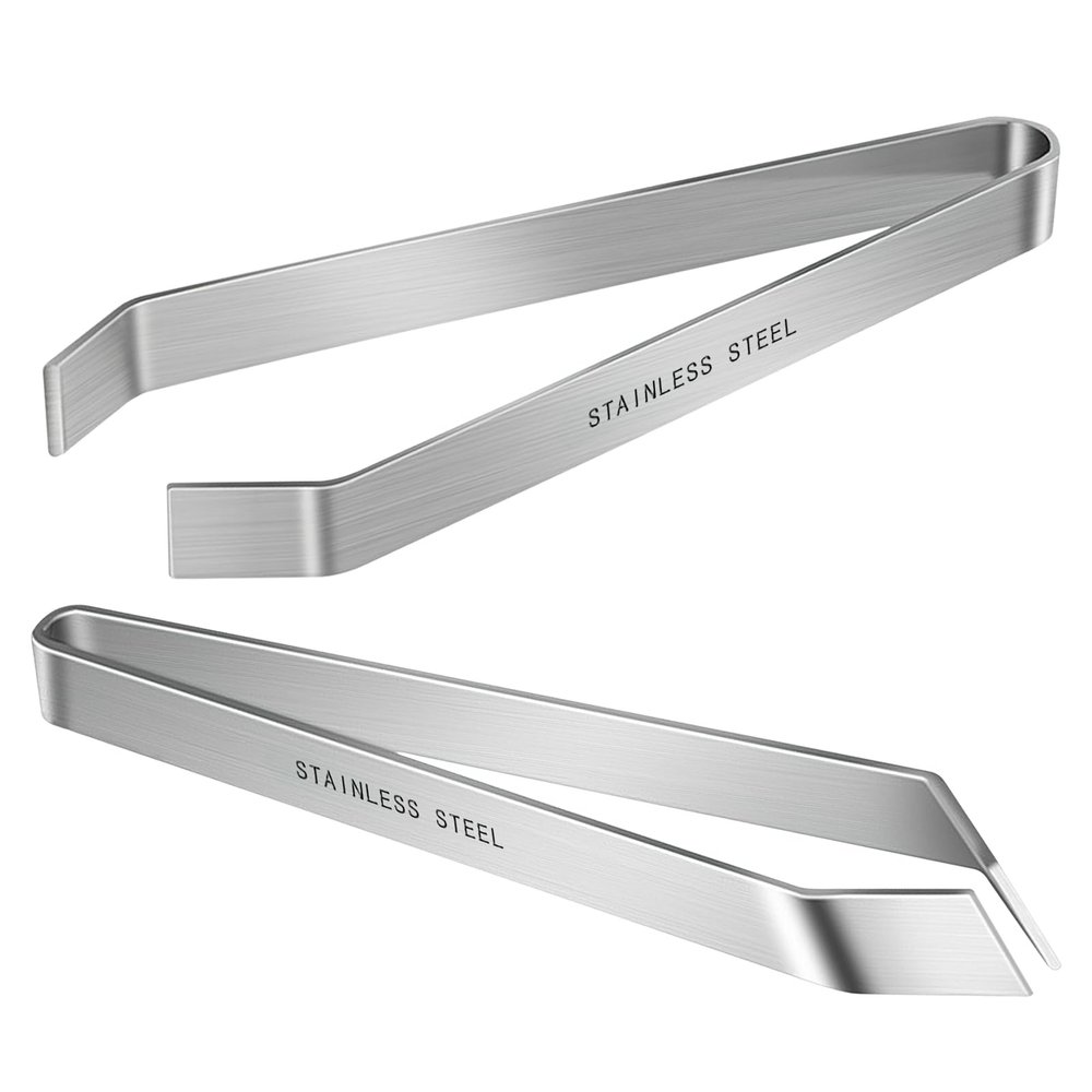 2 Pcs Fish bone tweezers,Stainless Steel Tweezers Flat and Slant for Fish Bones,Pig and Chicken Hair Remover