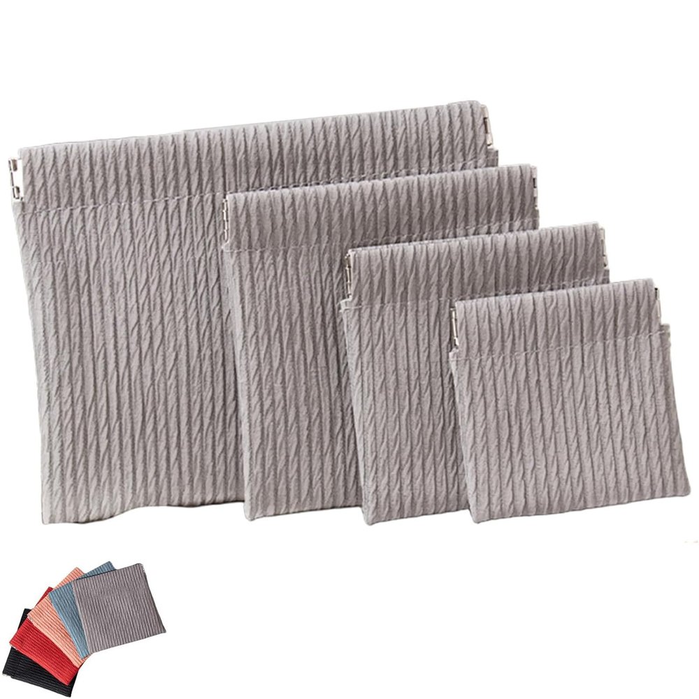 Self-Closing Magnetic Mini Portable Mini Makeup Bag Travel Storagefor Inside Large Storages, Organize Cosmetic, Lipstick, Jewelry,Coins,Hair Accessories (4PCS) (Gray)