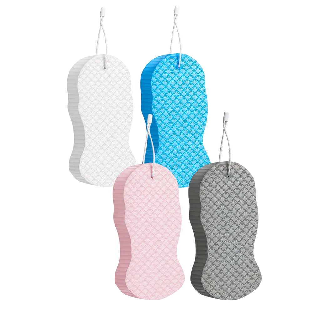 4 Pack Magic Exfoliating Bath Sponge, Multicolor Magic Exfoliating Sponge Dead Skin Remover, Gentle Magic Exfoliating Body Scrubber for Adults, Children, Pregnant Women, Daily Use, Travel-Friendly