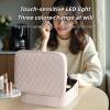 Acronmers Leather Makeup Case with LED Lighted Mirror Travel Makeup Bag Makeup Organizer Train Case Portable Make up Bag Vanity Mirror, with Brush Holder & Storage Dividers(Brown) view 4