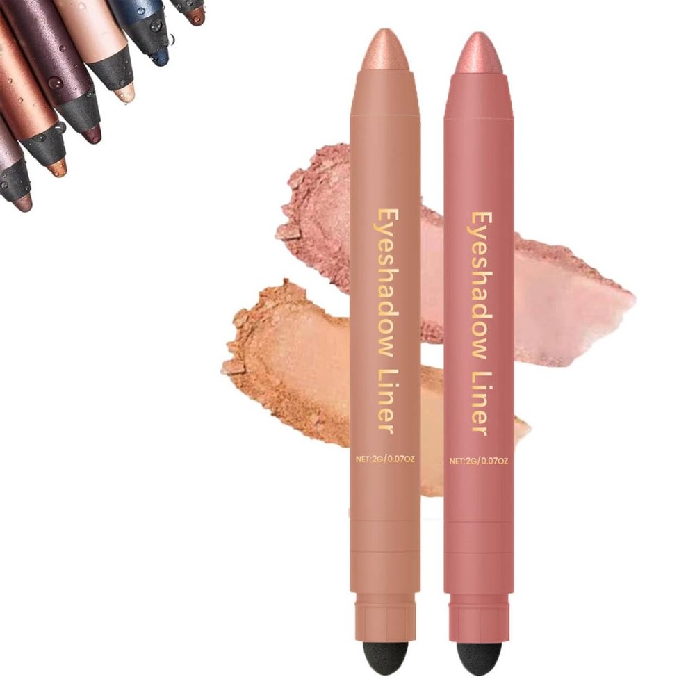 Eyeshadow Stick, Perfect Color Duo-Shadow Liner 2-in-1 Eyeliner & Eye Shadow Stick, Easily Blendable & Buildable, Waterproof, Creamy Easy-Glide, For Effortless Smoky Or Natural Eye Makeup(06+03)
