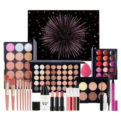 Beginner Makeup Kit  Full Beauty Set with Eyeshadow Palette, Lipstick, and Brushes for Women, Girls, and Teens, Ideal for Daily Use, Travel, Christmas, or Mothers Day 7.92 Inches.
