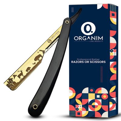 No topia Gold Barber Straight Razor - Premium Stainless Steel Shavette with Plastic Handle - Professional Manual Beard Shaver for Home & Salon Grooming(Blades Not Included)