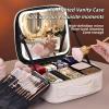 Acronmers Makeup Train Case with Light & Mirror Large Cosmetic Organizer with Adjustable Dividers for Cosmetics Travel Make up Bag for Pool Parties Work Touch-Ups view 2