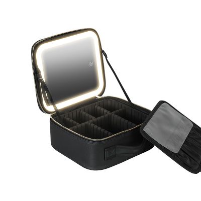 Acronmers Makeup Bag with Led Mirror, Small Cosmetic Bag Rechargeable Portable Makeup Pouch for Pool Parties Work Touch-Ups Make up Jewelry Gift for Women