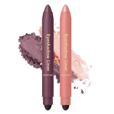 Eyeshadow Stick, Perfect Color Duo-Shadow Liner 2-in-1 Eyeliner & Eye Shadow Stick, Easily Blendable & Buildable, Waterproof, Creamy Easy-Glide, For Effortless Smoky Or Natural Eye Makeup(01+06)