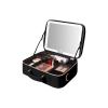 Acronmers Leather Makeup Case with LED Lighted Mirror Travel Makeup Bag Makeup Organizer Train Case Portable Make up Bag Vanity Mirror, with Brush Holder & Storage Dividers(Black) view 1