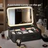 Acronmers Travel Makeup Bag with LED Lighted Mirror Travel Makeup Organizer Makeup Case,Portable Storage and Adjustable Dividers Makeup Box for Women view 2