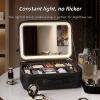 Acronmers Travel Makeup Bag with LED Lighted Mirror Travel Makeup Organizer Makeup Case,Portable Storage and Adjustable Dividers Makeup Box for Women view 3