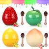 4 PCS Bee Lip Balm Lip Mask Fruit Pot, Strawberry & Apple & Lemon & Peach Moisturizing Lip Mask with Stick,Reduce Fine Lines,Galentines Gifts,Valentines Day Gifts,Small Gifts, Skincare view 1