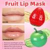 4 PCS Bee Lip Balm Lip Mask Fruit Pot, Strawberry & Apple & Lemon & Peach Moisturizing Lip Mask with Stick,Reduce Fine Lines,Galentines Gifts,Valentines Day Gifts,Small Gifts, Skincare view 3