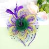 Mardi Gras Fascinators for Women, 2-in-1 Feather Mesh Headband, Mardi Gras Hair Accessories Headpiece for Carnival Tea Party view 2