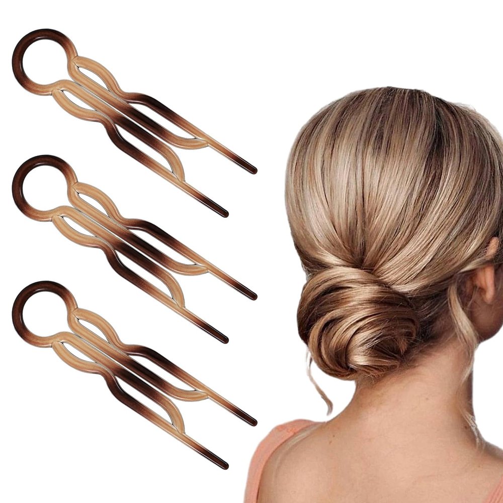 3Pcs Hair Pin for Women, Prestige French HairPin, Strong Durable Pins for Fine, Thick & Long Hair, Hairs Styling Accessories for Party Valentine's DayBrown