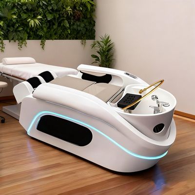 CHEEMHOM Electric Massage Bed,Head SPA Shampoo Bed Geometric Texture Arc LED Light, Phone Holder Head Spa Equipment