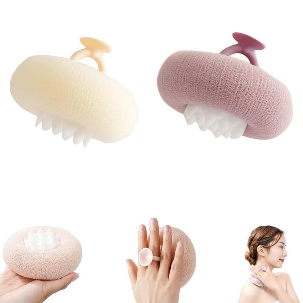2 PCS 2-in-1 Sunflower Bath Ball Super Soft Sunflower Suction Cup Bath Ball Exfoliating Bath Sponge Cleaning Brush with Suction Cup Shower Sponges Bath Sponges Back Scrubber Shower Puffs for Men Women