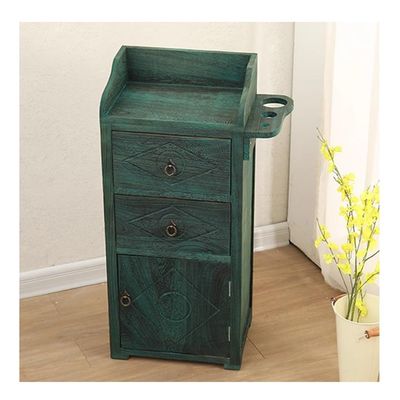 GRRICEPL Vintage Beauty Salon Cabinet, Paulownia Wood Salon Workbench, Suitable for Barbers, Beauticians, and Dentists(Green,37x27x84 cm)
