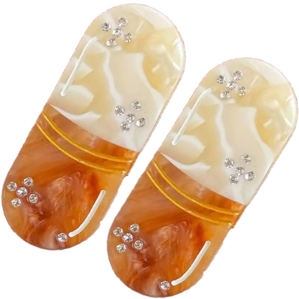 2PCS Capsule Hair Clips,Chill Pill Hair Clips,Capsule Shape Hair Duckbill Clip,Cellulose Acetate Hair Clip for Girls,Small Hairpin for Women,Hair Jaw Barrettes (orange)