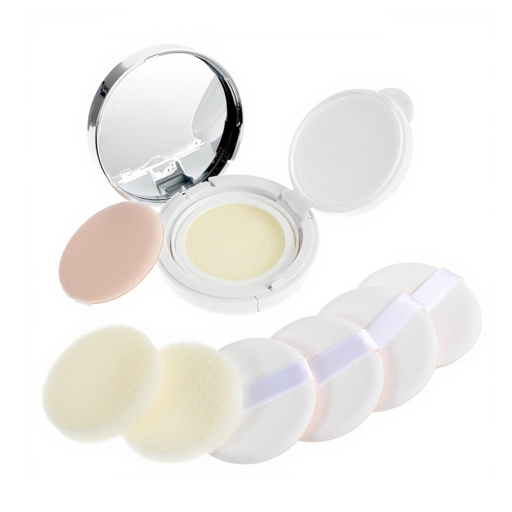 7Pcs 0.5oz White Empty Luxurious Portable Air Cushion Puff Box Set, Cushion Foundation Container with Mirror and Sponge Puff, Portable Make Up Powder Container Case for Liquid Foundation BB Cream