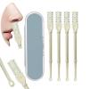 360 Rotating Manual Nose Hair Trimmer | Double-Sided Stainless Steel Blades for Precision & Safety | Portable ABS Travel Essential for Men & Women (Beige, 4PCS) view 1
