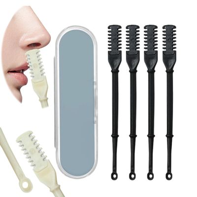 360 Rotating Manual Nose Hair Trimmer | Double-Sided Stainless Steel Blades for Precision & Safety | Portable ABS Travel Essential for Men & Women (Black, 4PCS)