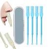 360 Rotating Manual Nose Hair Trimmer | Double-Sided Stainless Steel Blades for Precision & Safety | Portable ABS Travel Essential for Men & Women (Blue, 4PCS) view 1