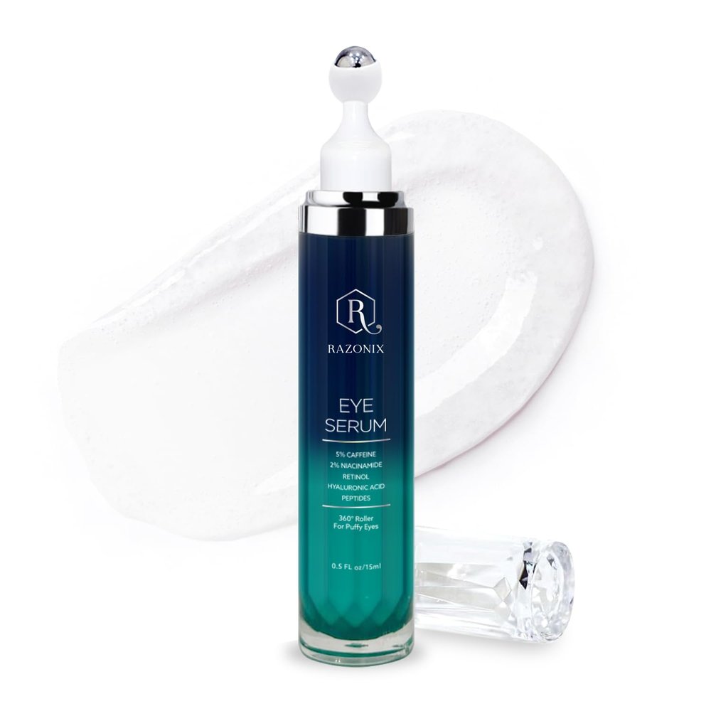 Eye Bags Treatment for Men and Women: Caffeine Eye Cream for Dark Circles Cooling Roller for Puffiness Reducer (Medium, Unscented)