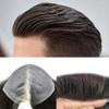 LYRICAL HAIR Toupee For Men Ultra Thin Skin V-looped Mens Toupee 0.03mm Transparent Full Poly Pu Human Hair Wig Hairpiece System Natural 7"X9"-110% Light to Medium Density, 2# Darkest Brown view 1