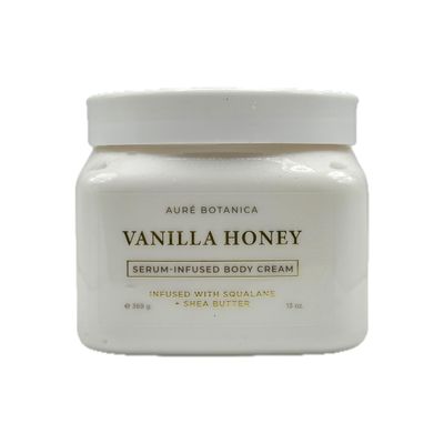AUR BOTANICA Vanilla Honey Serum-Infused Body Cream with Squalane and Shea Butter, 13 oz, Moisturizing Skin Care