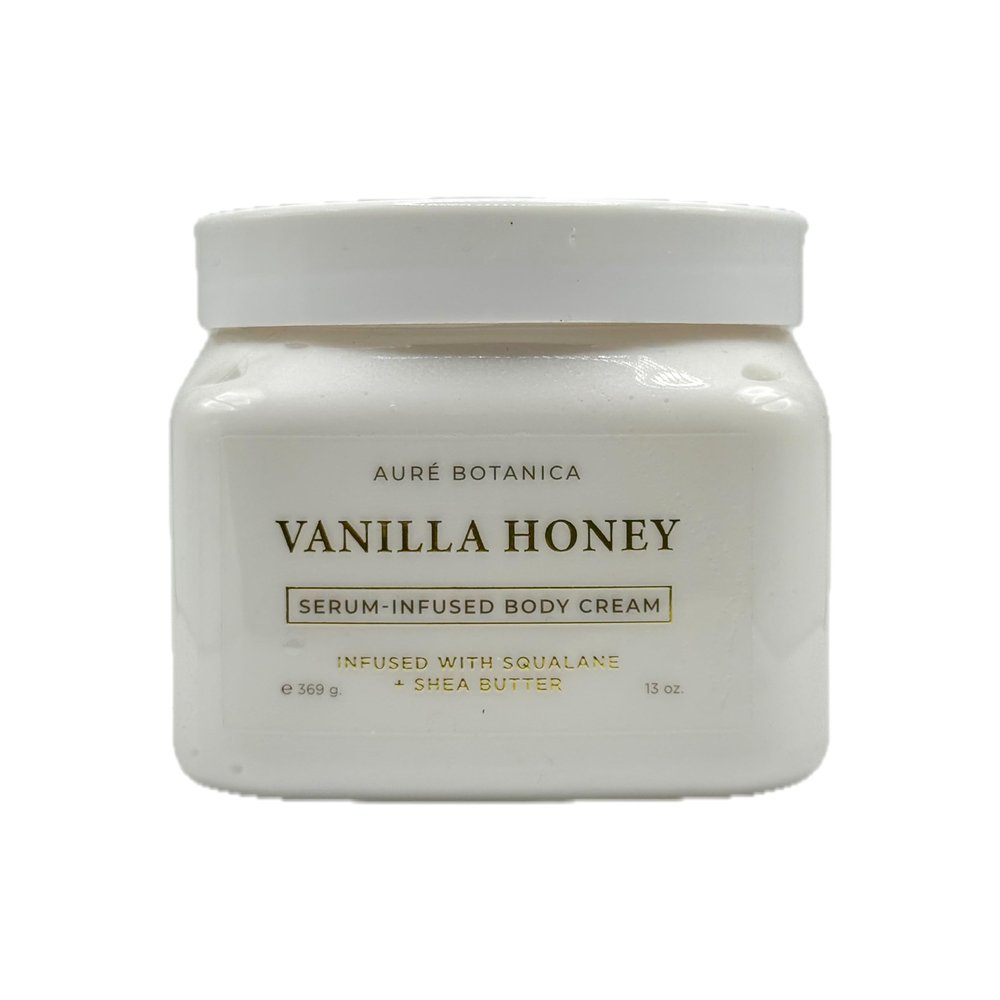 AUR BOTANICA Vanilla Honey Serum-Infused Body Cream with Squalane and Shea Butter, 13 oz, Moisturizing Skin Care