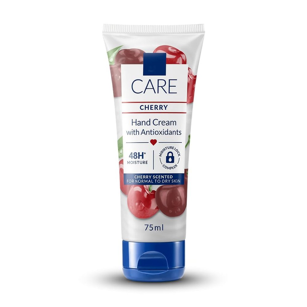 Care Cherry Hand Cream with Antioxidants 75 ml / 2.5 fl oz | Deep Moisture with Vitamin E & Beta-Carotene | For Normal to Dry Skin | Fast Absorbing & Non-Greasy